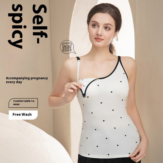 Pregnant Women Polka Dot Nursing Camisole Wear-free Bra